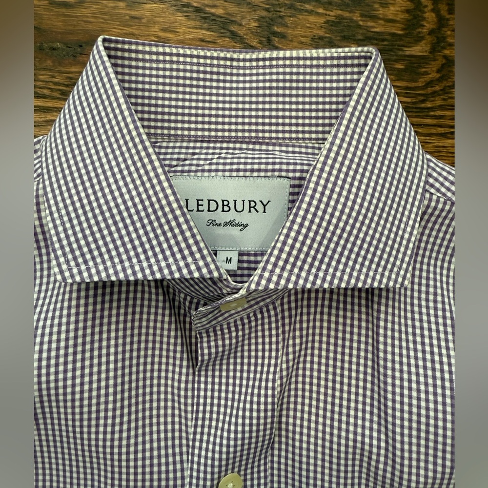 Ledbury maroon check dress shirt slim 15.5 x 33.5